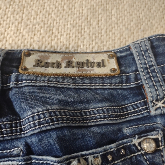 Rock Revival Erin Easy Skinny Low Rise Jeans 30 Grunge Punk Bling Casual - Picture 8 of 11
